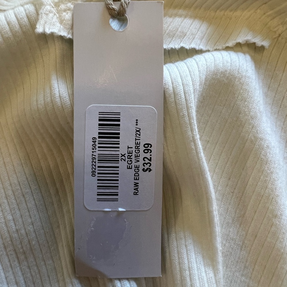 Natural Reflections Cream Ribbed Top - Picture 6 of 7